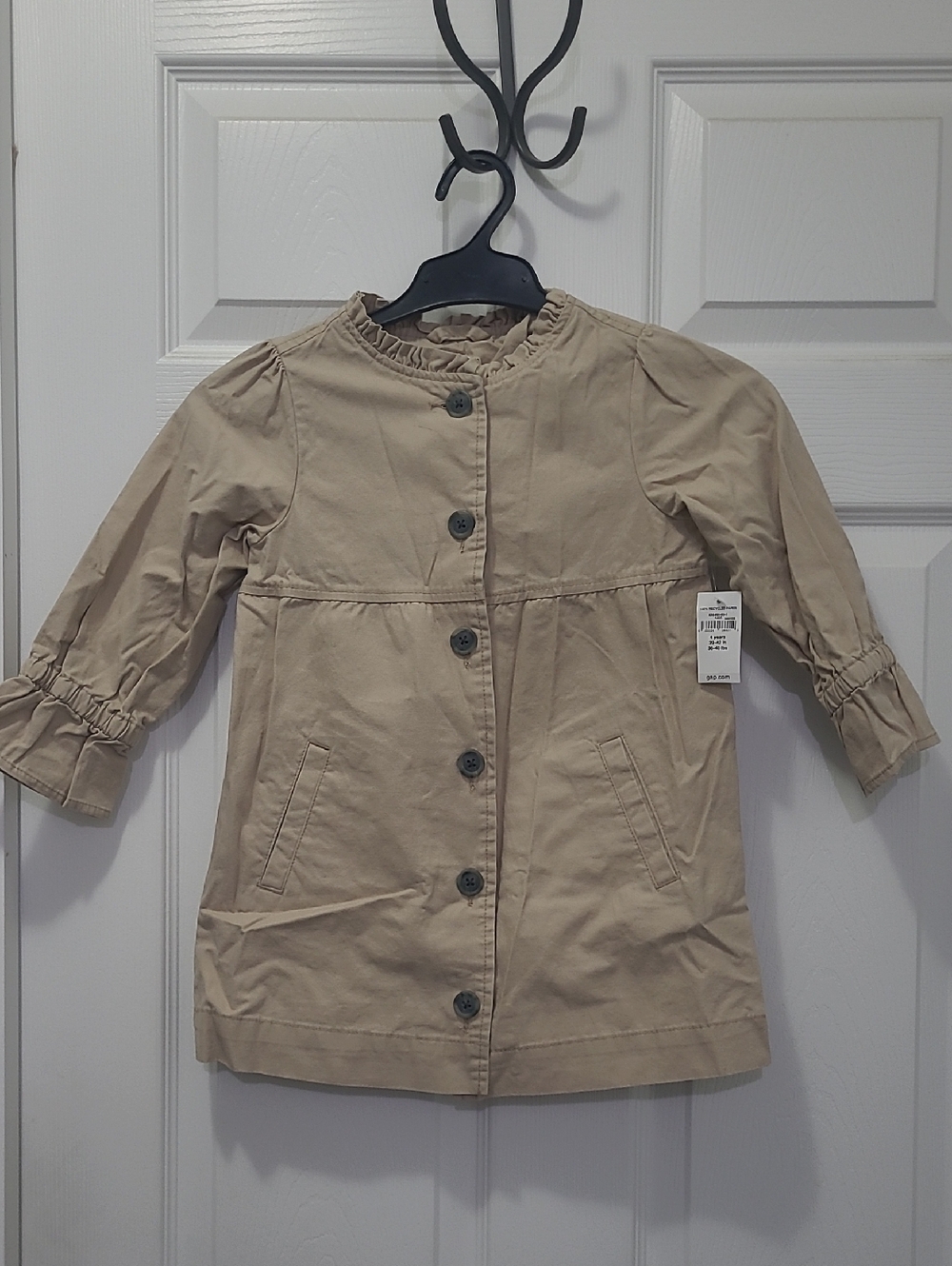 Kids Beige Button-Front Coat